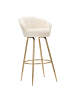 Mauro Ferretti Goldfarbener Barhocker aus Metall mit beigefarbenem Stoffsitz, 55 x 53 x 110 cm