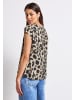 Street One V-Neck Shirt mit Leo-Print in Beige