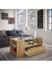 VCM  Holz Sofatisch Couchtisch Schublade Glas Tindala in Honig-Eiche