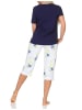 NORMANN Schlafanzug kurzarm Pyjama floraler Print Jersey - 85005 in marine