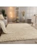 Hochflor Teppich Shaggy waschbar Unifarben Schlafzimmer in Elfenbein
