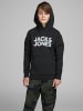 JACK & JONES Junior Kapuzen-Sweatshirt in black/Large Print