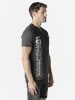 KOROSHI Henley cotton bedrucktes fancy t-shirt in Schwarz