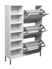 58 aufm Kessel SCHUHSCHRANK Erna 95x25x141 Kreidegrau matt Lack