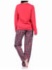 NORMANN 2tlg. Outfit Flanell Pyjama lang Flanell Hose und Jersey Oberteil - 70890 in rot