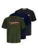 Jack and Jones 3er Pack T-Shirts Alvis Tee SS Crew Neck in Mehrfarbig