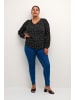 KAFFE curve Langarm-Bluse KCami Regular fit in Black/Purple Flower Print