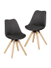 KADIMA DESIGN 2er Set Retro Esszimmerstuhl LIMA Polsterstuhl Stoff-Bezug in Anthrazit