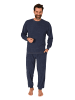 NORMANN Langarm Frottee Schlafanzug Pyjama Bündchen - 86666 in blau-mel.