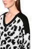 MARC CAIN SPORTS  Pullover mit Leo-Muster und V-Ausschnitt in Black And White