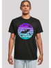 F4NT4STIC T-Shirt Retro Alien Weltraum Sonnenuntergang in schwarz