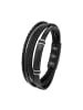 s.Oliver Armband Edelstahl, IP Schwarz, Leder in Schwarz