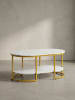 KADIMA DESIGN Couchtisch 100x60x45 cm mit Marmor Optik, Design Wohnzimmertisch in Weiß