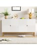 ABRIHOME Sideboard in Weiß mit 4 Türen goldenen Griffen 160x40x82 cm