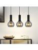 ZMH Pendelleuchte in Schwarz und rauchgrau 3-flammige E27 Glas und Metall