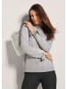 MADELEINE Langarm Stehkragen-Pullover in steingrau / silberfarben / melange