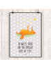 Mr. & Mrs. Panda Bild Fuchs Sterne mit Spruch in Grau Pastell
