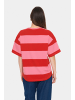 SAINT TROPEZ T-shirt HafrunSZ Oversize fit in Wild Orchid Red Block Stripe