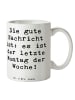 Mr. & Mrs. Panda Cappuccinotasse Spruch Hoffnung Montag mit Spruch in Weiß