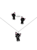 Alexander York Kinderschmuck-Set KATZE schwarz in 925 Sterling Silber, 4-tlg.