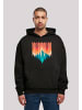 F4NT4STIC Ultra Heavy Hoodie Berg Sonnenuntergang Geometrisch in schwarz