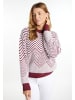 usha WHITE LABEL Damen Pullover in Dunkelkirschrot Weiss