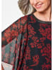 GOLDNER Kurzgröße:  Florale Printbluse, U-Boot-Ausschnitt in schwarz / rot / geblümt