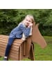 roba Teak-farbenes Outdoorspielpferd aus Holz, stabiles Voltigier- & Gartenpferd