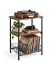 relaxdays Plattenspieler Tisch in Braun/ Schwarz - (B)40 x (H)64,5 x (T)30 cm