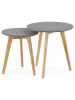 KADIMA DESIGN Runde Beistelltisch Set aus MDF | Skandinavische Couchtische in Grau-Beige
