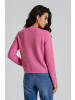 Milano Italy Strickjacke mit Rundhalsausschnitt und Fronttasche in Pink