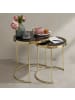 KADIMA DESIGN Satztisch 2er-Set | Schwarz/Gold, Metall/Glas