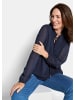 GOLDNER Kurzgröße:  Chiffonbluse Elegante Jersey-Bluse mit Rundhals in marine