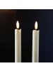 MARELIDA 2x LED Stabkerzen LINA Rustik-Optik Echtwachs H: 25cm in creme glänzend