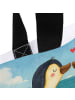 Mr. & Mrs. Panda Tote Bag Pinguine Kuss Design ohne Spruch in Weiß