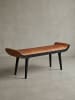 KADIMA DESIGN Sitzbank Echtleder / Massivholz Bank 125x51x38 cm Modern,