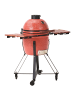 Beliani Holzkohlegrill KAMADO in Rot/Schwarz/Heller Holzfarbton