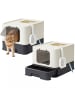 Feandrea 2er-Set: Katzenklo in Beige-Schwarz - (B)42.5 x (H)37.8 x (T)54.3 cm