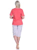 NORMANN Schlafanzug Capri Pyjama BlümchenMuster und Caprihose - 74528 in rot
