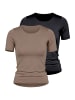 Nina von C. 2er Pack Halbarm Shirt in noisette-schwarz