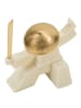 Mauro Ferretti Samurai-Figur aus beigefarbenem und goldfarbenem Kunstharz, 17 x 7,5 x 18,5 cm