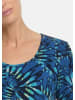 GOLDNER Baumwollshirt mit femininen Blüten in blau / türkis / gemustert