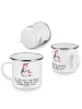 Mr. & Mrs. Panda Camping Emaille Tasse Bademeister Herz mit Spruch in Weiß