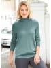 GOLDNER Eleganter Ajourpullover mit Stehbund in graugrün