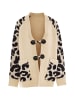 IMANE Damen Strickjacke in Schwarz Beige