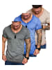 Amaci&Sons Herren 3er-Pack T-Shirts 3. NYC in (Anthrazit + Blau + Beige)