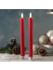 MARELIDA 2x LED Stabkerze LINA Rustik-Optik Echtwachs H: 25cm in rot