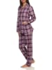 NORMANN Flanell Pyjama Schlafanzug langarm Knopfleiste und Reverskragen - 50118 in beere
