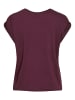 Vila Satin Blusen T-Shirt Kurzarm Basic Top Glänzend VIELLETTE in Bordeaux