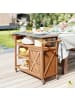 COSTWAY Grillwagen Outdoor Servierwagen 118 x 47 x 92 cm in Braun